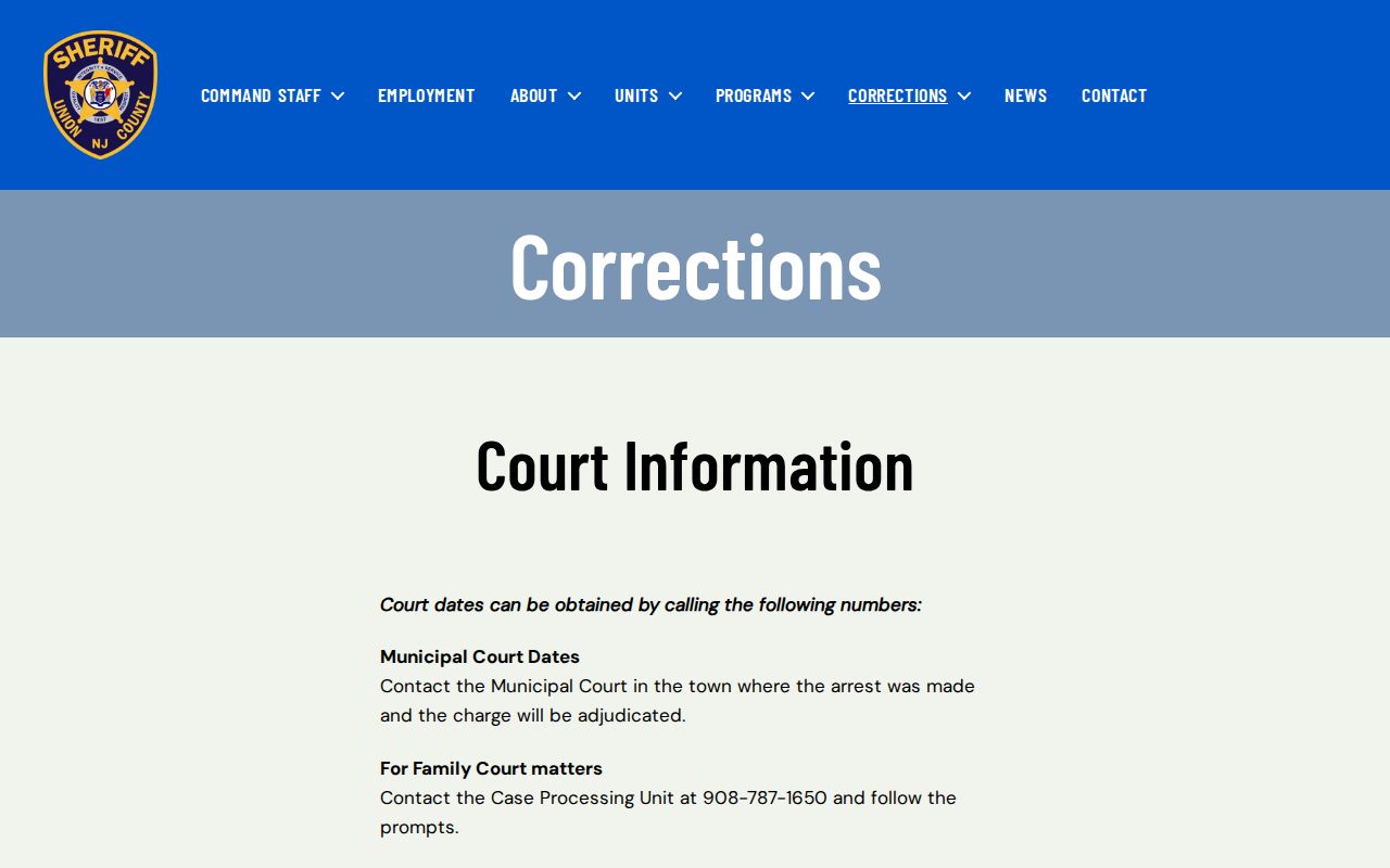 Union County court routes for release records